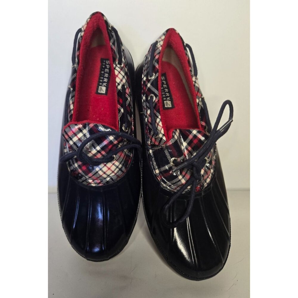 Sperry Topsider Ladies Navy and Plaid Waterproof Slip-On Sz 9 Outdoors Winter